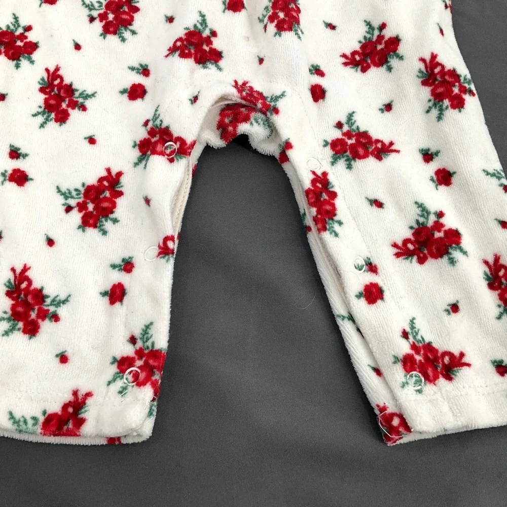 Janie and Jack Floral Long Sleeve Velvet High Neck One Piece Holiday‎ Baby Girl